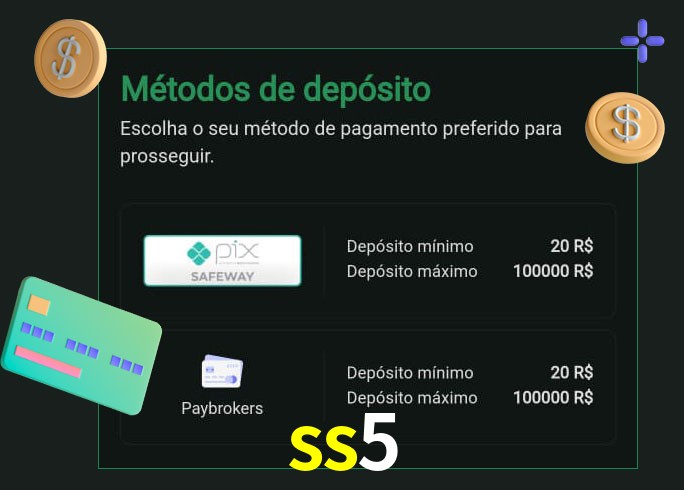O cassino ss5 oferece uma grande variedade de métodos de pagamento